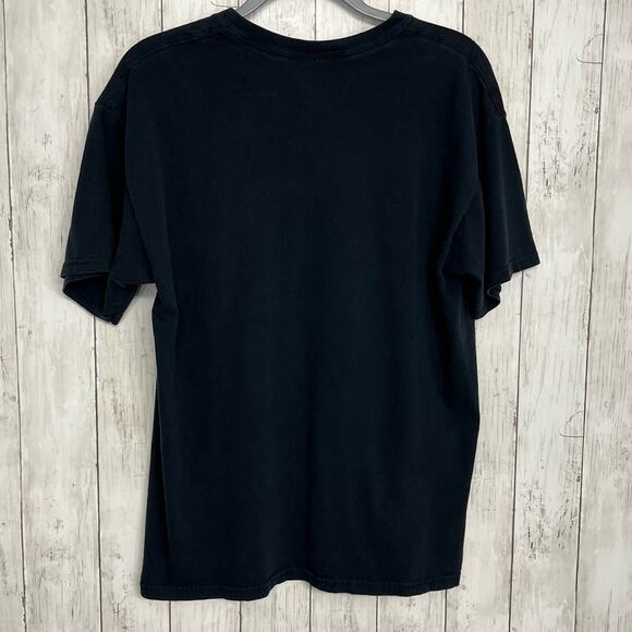 Y2K Dragon Vs Tiger Yin Yang Black White Liquid Blue Graphic T-Shirt 2000s Large - Picture 2 of 10